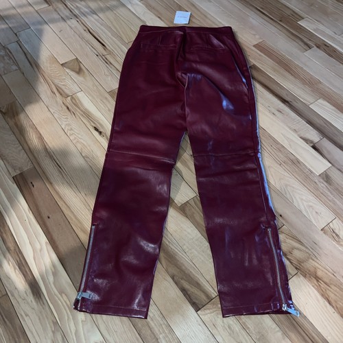 Forever 21 Women's Faux Leather Ankle Pants - Medium/ Wine Red - Picture 5 of 6