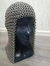 Large Medieval Coif Helmet Handmade Anodized Aluminum Chainmail Hood handmade