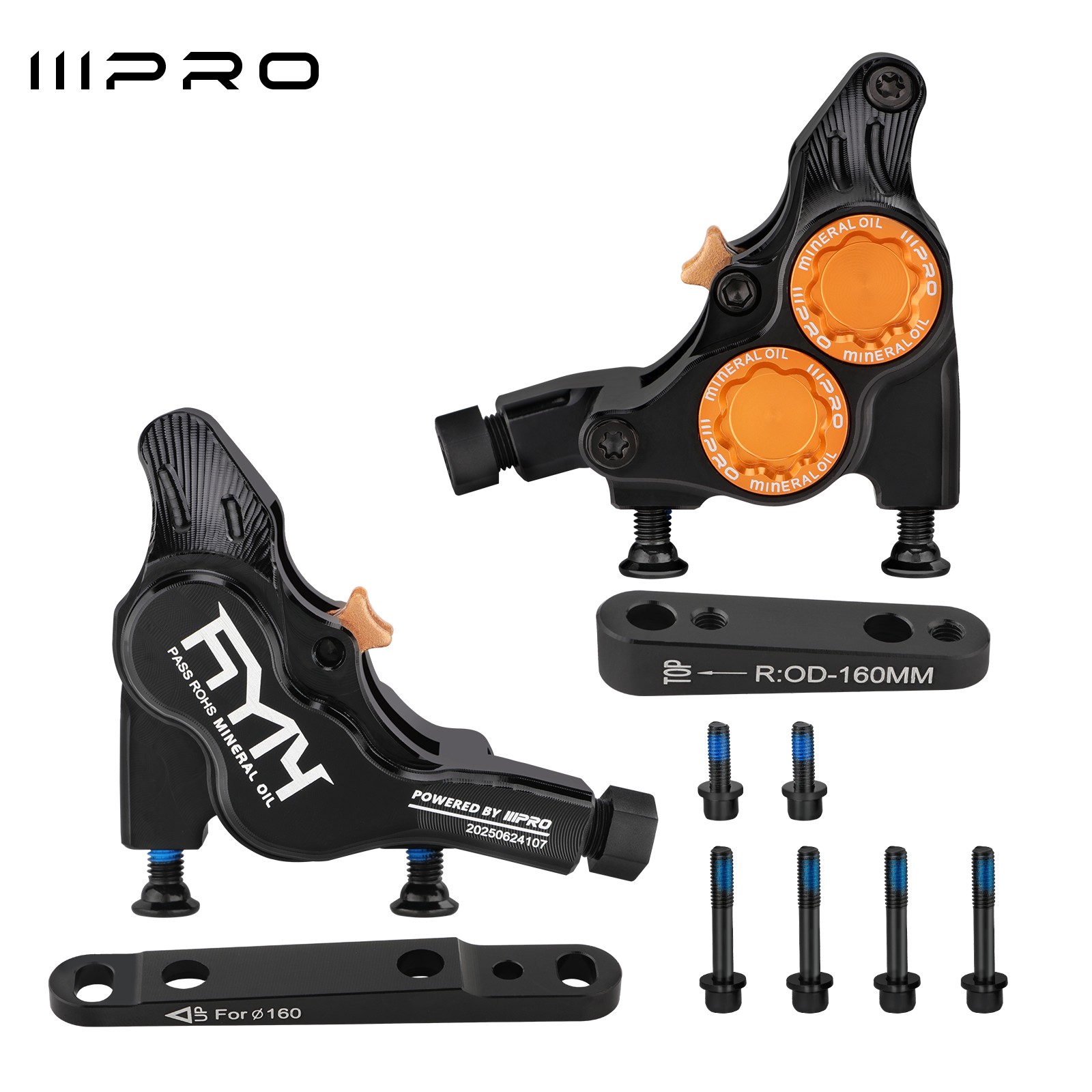 IIIPRO Road Bike Hydraulic Brake Calipers  4-Piston Flat Mount Front & Rear Pair