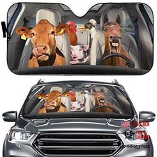 Farm Animal Family Car Windshield Sunshade,Cow Horse Foldable Asunshield 2-1