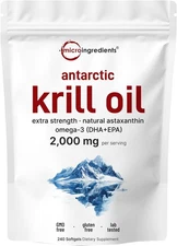 Micro Ingredients Antarctic Krill Oil Supplement, 2,000mg Per Serving, 240... 