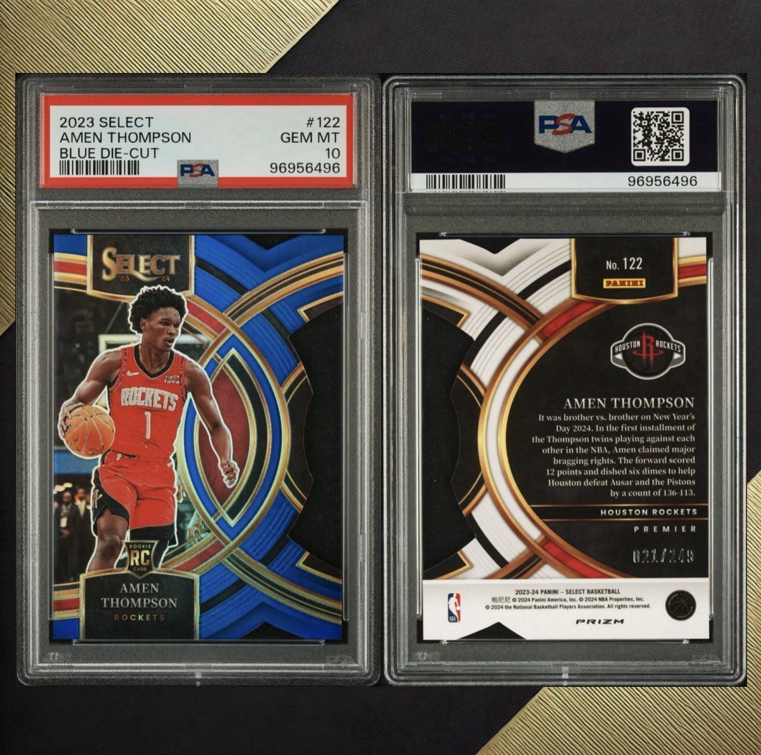 2023-24 Select Amen Thompson Blue Prizm Die Cut Rookie RC #122 #D /249 PSA 10