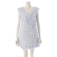 CHANEL Cotton nylon Glitter sleeveless top one piece P58783 White blue 36
