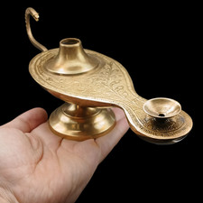Brass Aladdin Genie Lamp Figurine 25cm 374g Eastern Decor Magic Lamp ventage