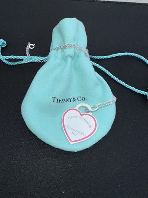 Tiffany & Co. Silber Return T&co HOT PINK Herz Anhänger Halskette 18'' Medium