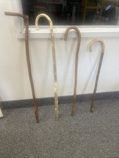 4 Hand Whittled Folk Art Style Wooden Walking Or Hiking Canes