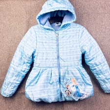 Disney Frozen Ice Blue Hooded Winter Jacket Coat Elsa Olaf Girl's Size 9/10