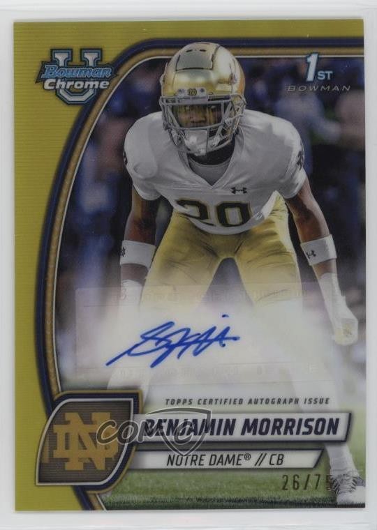 2024 Bowman U Chrome Prospect Auto Yellow Refractor 26/75 Benjamin Morrison