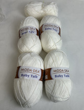 Moda Dea Baby Talk White Yarn 4 skeins 3.5 oz  Partial acrylic/nylon Matching 