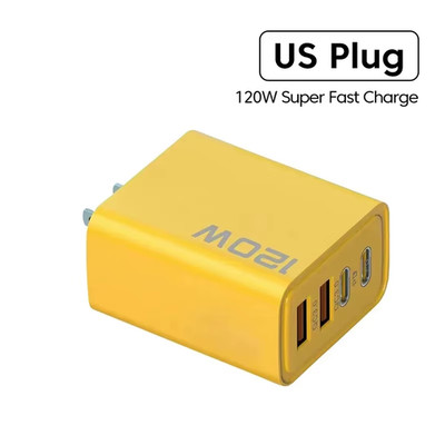 120W 4 Port Type C Fast Charging USB Phone Charger Adapter US EU Plug Charger fo