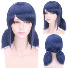 Women's Wig Blue Hair Wig Synthetis Short Ladies Braided Straight Wig Wig Cap