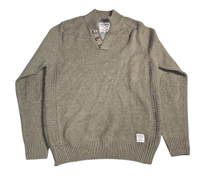 Threadbare Sweater Mens Large Green Wool Blend Knit Mock Neck Henley Pullover
