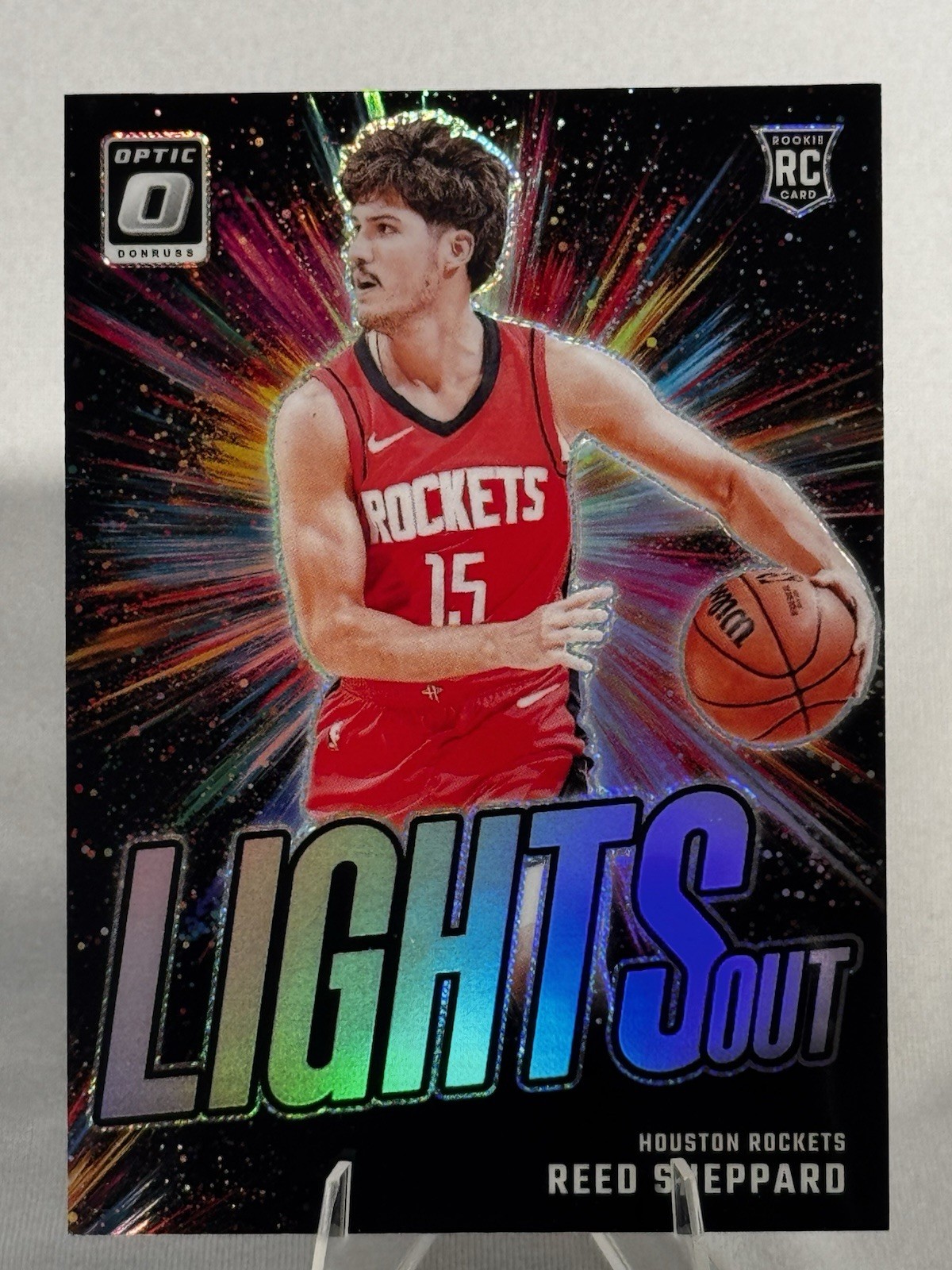 2024-25 Donruss Optic Lights Out Reed Sheppard RC Silver Holo Rockets