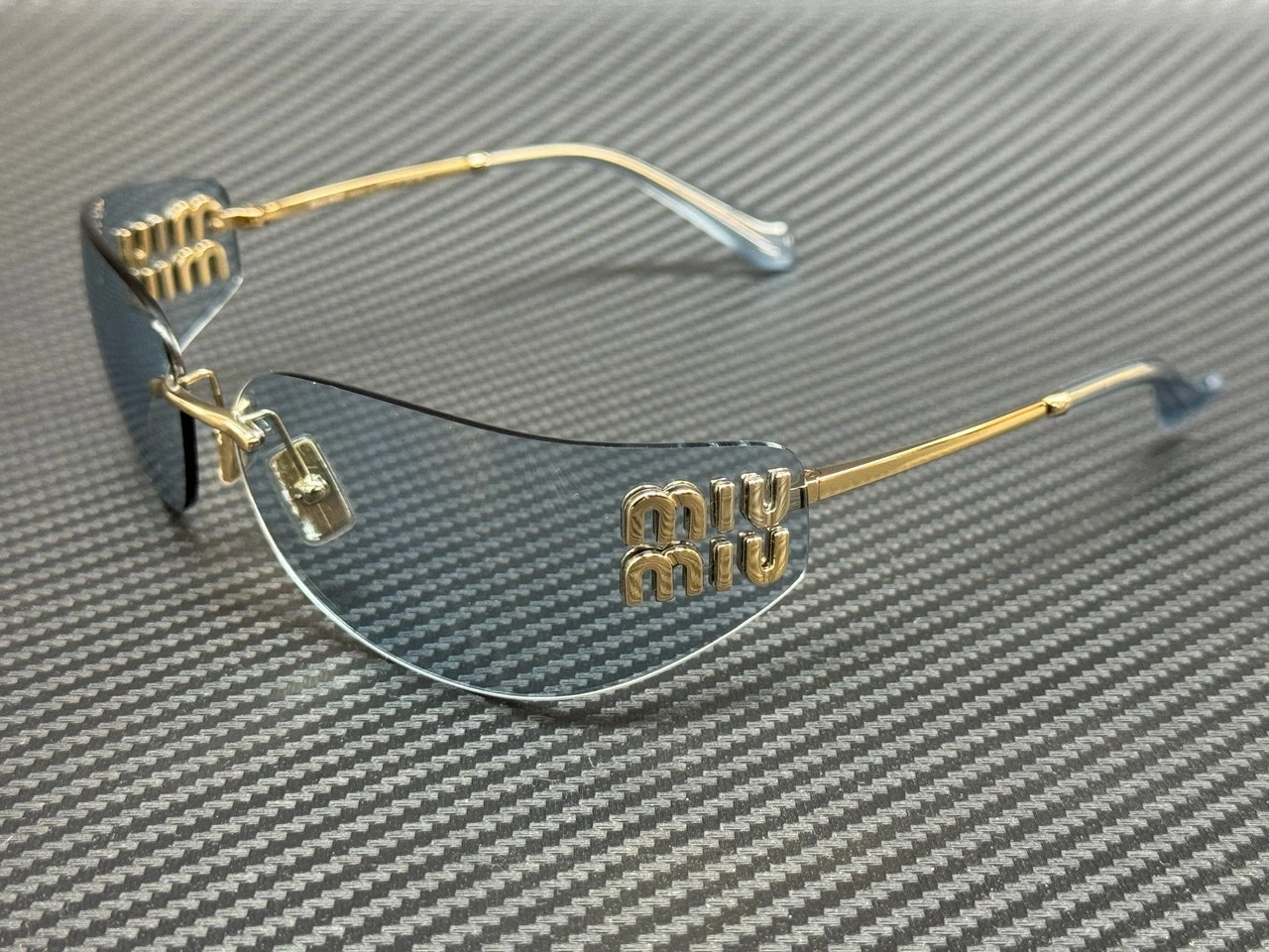 Miu Miu — MIU MIU MU A51S ZVN10P Gold Blue Women's 75 mm Sunglasses