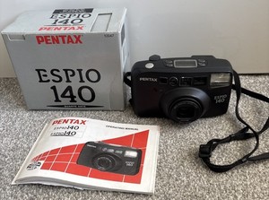 Boxed Pentax Espio 140 Quartz Date 35mm Film Point & Shoot Camera Tested Working