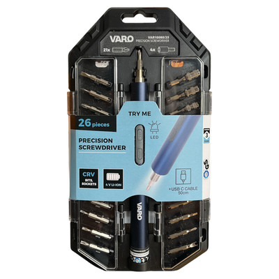 4V Präzisions-Schraubendreher Set USB-C 25 Bits LED Schraubendreher VARO NEU