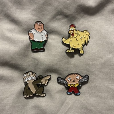 Set Of 4 Family Guy TV Show Enamel Pin Badge Peter Stewie Evil Monkey Ernie New