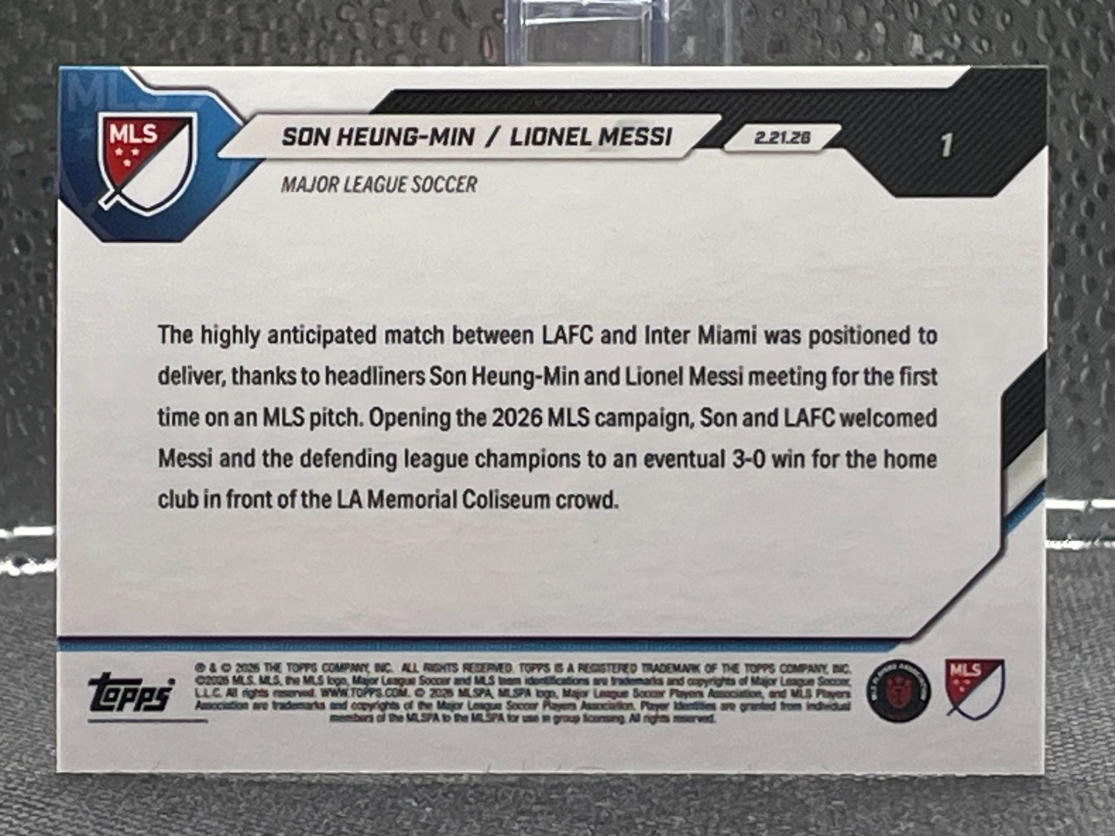 Son Heung-Min Lionel Messi 2026 Topps Now MLS #1 Global Icons Clash for 1st Time view 2