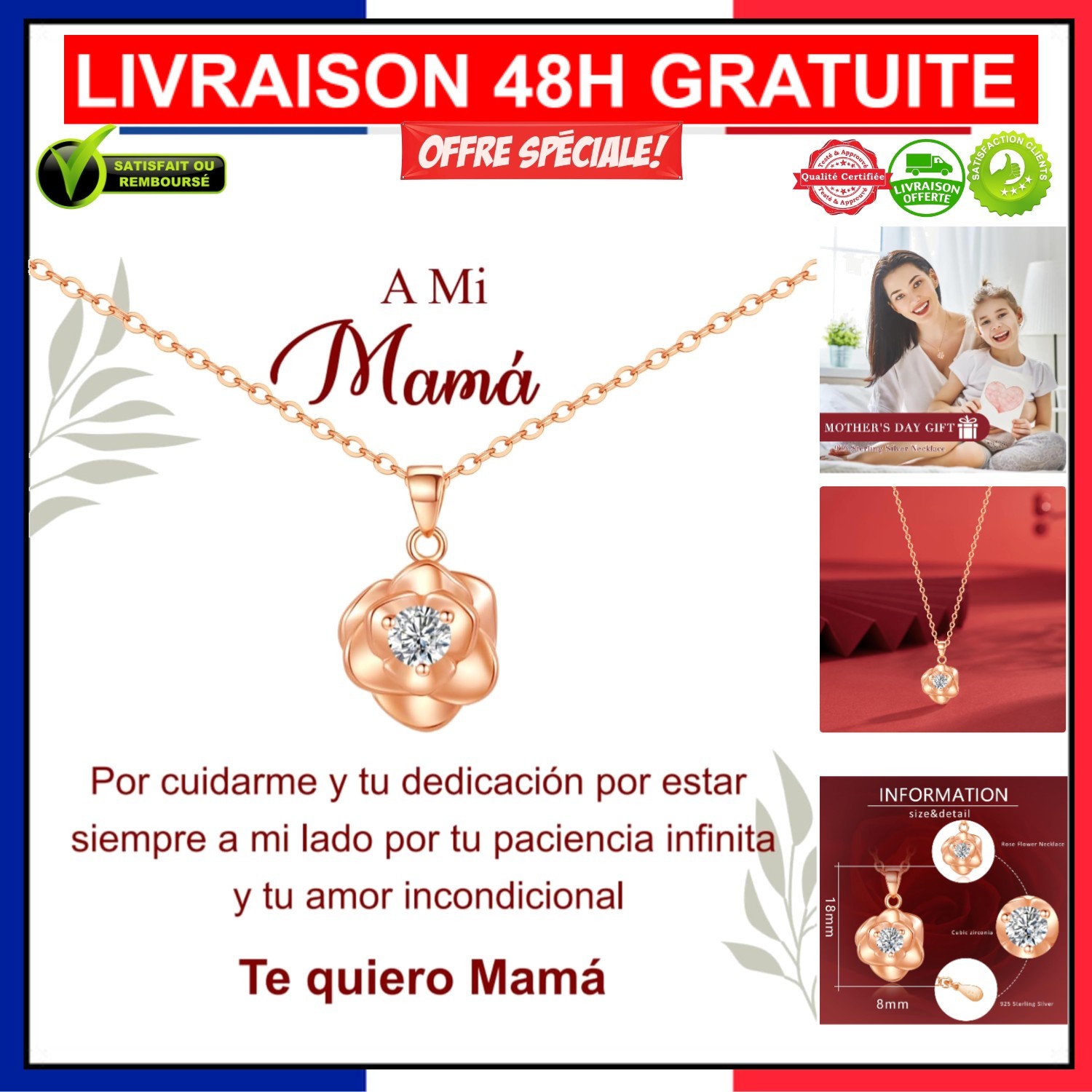 Collier Floral en Argent 925 Bijou Chic pour Style Casual et Habillé au Quotidien