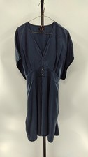 Quince Vintage Wash Tencel Button Front Dress Midnight Blue Basic Sleeved XL