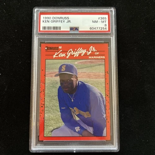 KEN GRIFFEY JR Rookie RC 1990 Donruss Baseball #365 PSA 8