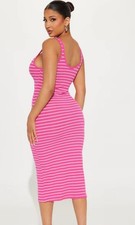 FASHION NOVA Ribbed Striped Midi Dress, Small