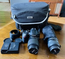Nikon D3200 Camera 24.2MP DSLR Nikkor AF-S DX 18-55mm  55-200mm Lenses  Extras
