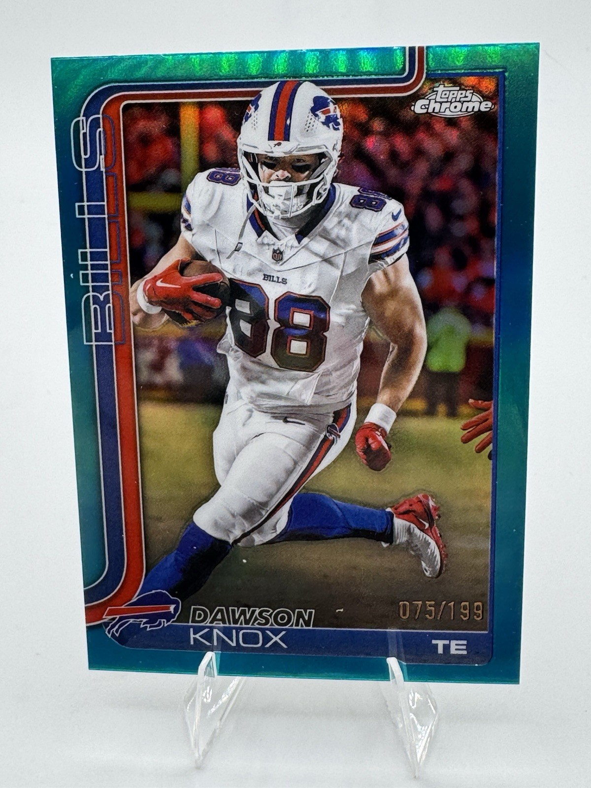 2025 Topps Chrome NFL Dawson Knox Aqua Refractor /199 Buffalo Bills