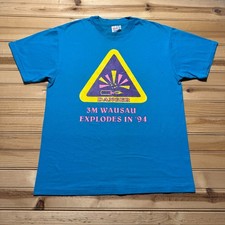 Vintage 1994 Hanes Danger 3M Wausau Explodes Graphic T-Shirt USA - Size Large