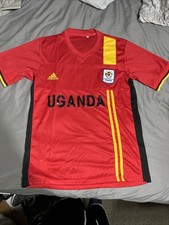 FUFA Uganda Soccer Jersey Red Yellow & Black  Celebrate Africa Vee Neck