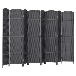 HOMCOM 8 Panel Room Divider Freestanding Folding Privacy Screen Charcoal Gray