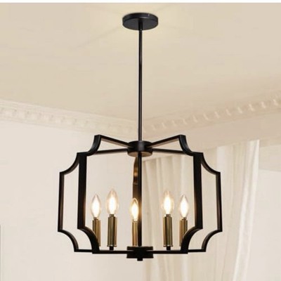 Chandalier Black & Gold Geometric Modern Farmhouse 5 Lights 