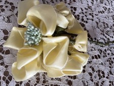 Vintage Yellow Flower Floral Silk Millinery Ribbon
