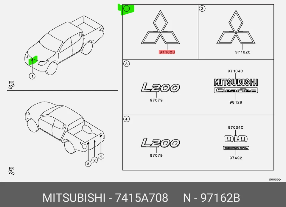 Emblema insignia cromada capó delantero Mitsubishi L200 2019-2021 7415A708 genuino - Imagen 3 de 4