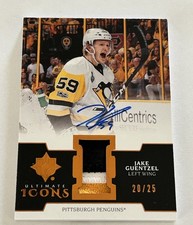 2019-20 Ultimate Collection Icons Jake Guentzel Game Used Jersey Patch Auto /25