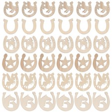 36 Pcs Horseshoe Decoration Pyrography Wood Blanks DIY Chips Design