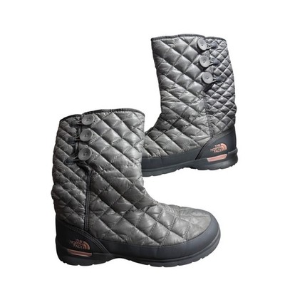 The North Face Thermoball Button Boot Grey Pink Quilted Winter Boots NF0A2T5K 11