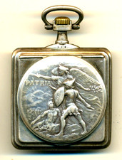 Rara tasca Omega Grand Prix Paris 1900 Holy Freres argento NON FUNZIONANTE