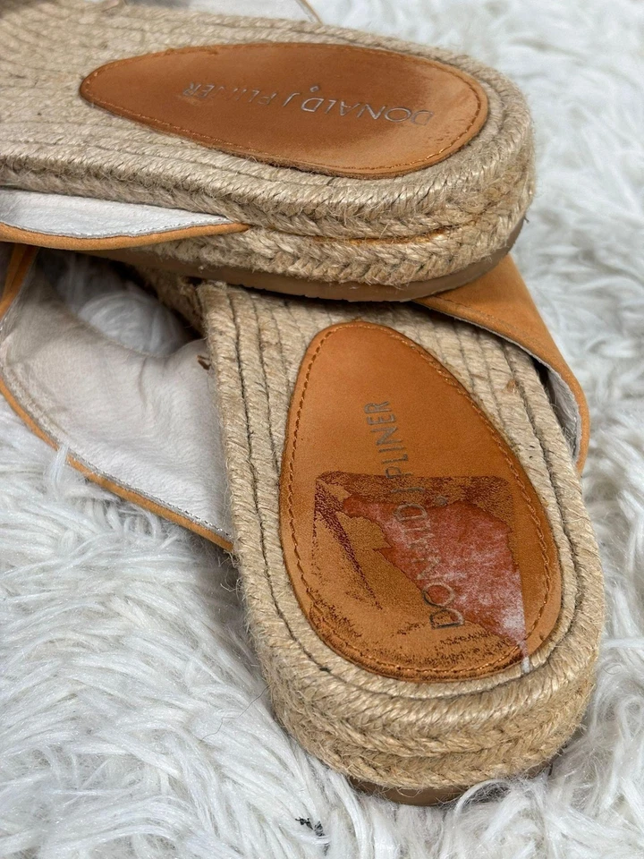 Sandálias Donald J Pliner Shoes femininas tamanho 9M couro marrom KYLA superior espadrille - Imagem 3 de 4