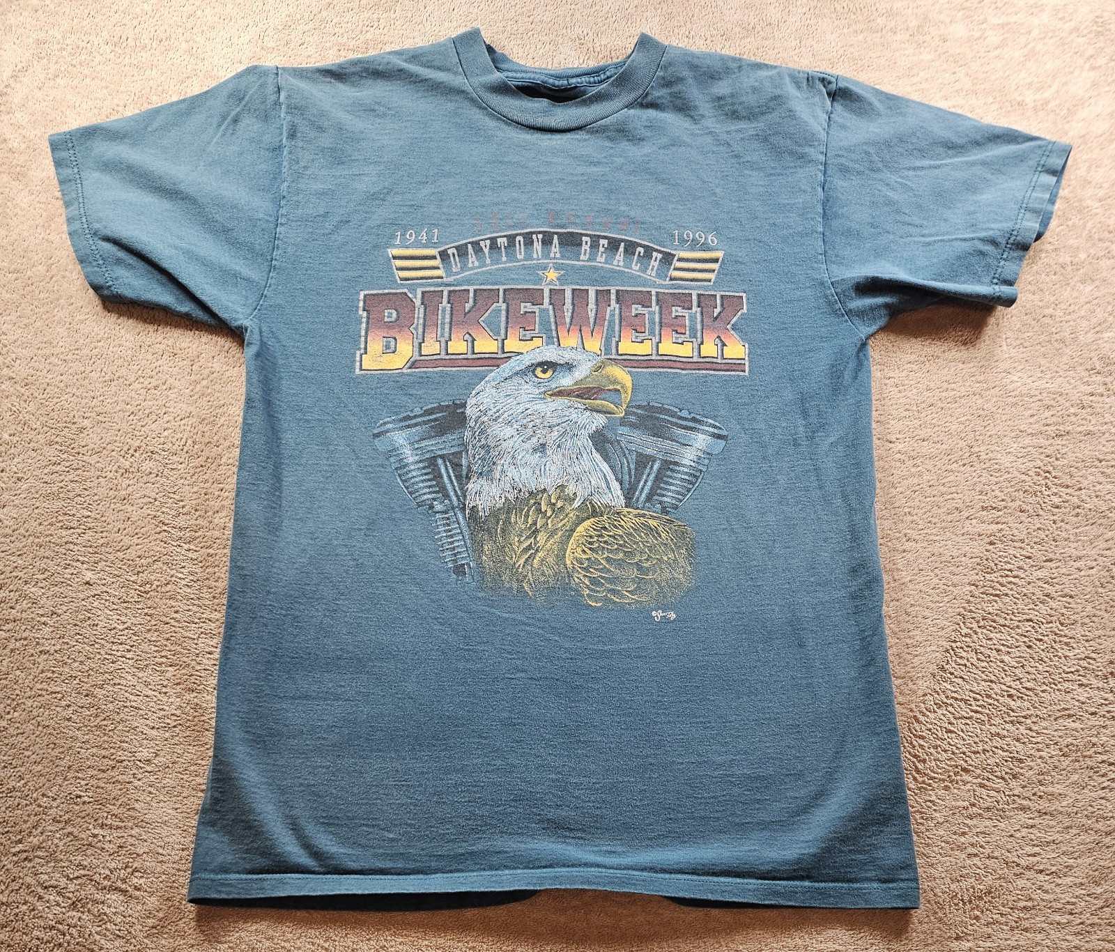 VINTAGE Bike Week 1996 Daytona Beach T-Shirt Biker Eagle 90s Large FAST SHIPPING