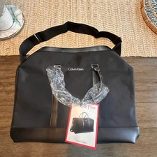 NWT Calvin Klein Black Nylon Travel Duffle Bag Carry On Shoulder Strap New