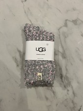 UGG Women’s Socks Uk 3.5-8.5 Slouchy Crew Socks.speckled Grey Pink Brand New