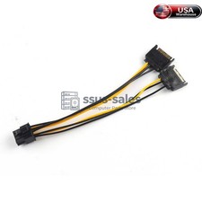 Dual 15 Pin SATA to 8 Pin PCI E GPU Power Cable 6 2 Adapter For Graphics Card