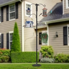 60/93 Inch Bird Feeder Pole Outdoors Bird Feeding Station Hanging outside Heavy