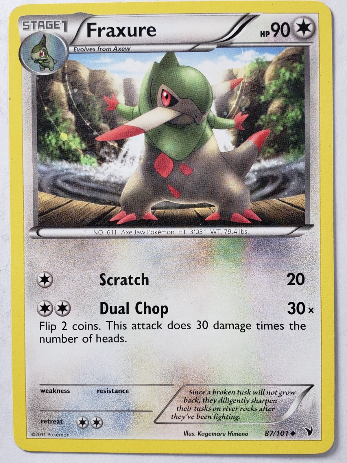 Fraxure 87/101 LP / VLP - Noble Victories Pokemon Card - Kagemaru Himeno Art