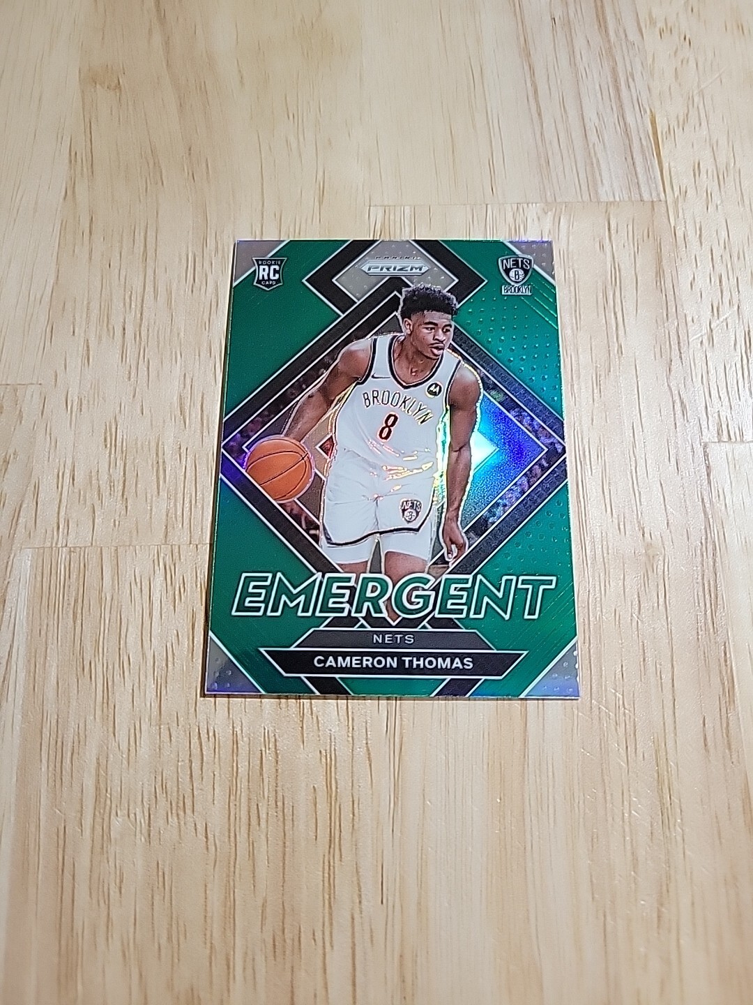 2021-22 Prizm CAMERON THOMAS Emergent Green Prizm #4 Rookie Card RC Nets SP