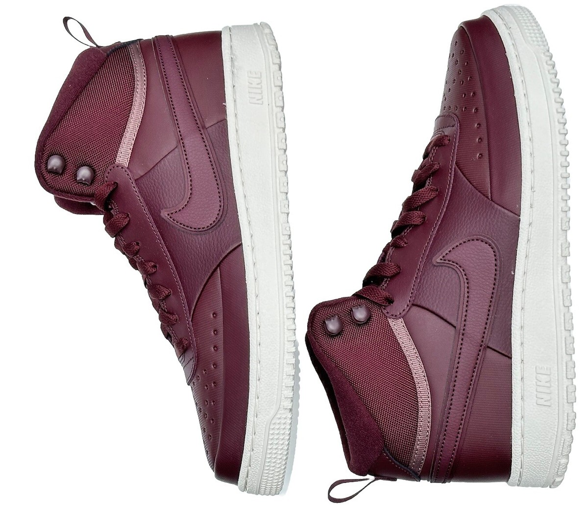NIB Nike Men's Court Vision Winter Mid Burgundy Phantom Casual