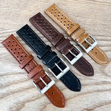 Genuine Leather Watch Strap Rally Racing Perforated Band 18mm 20mm 22mm UK