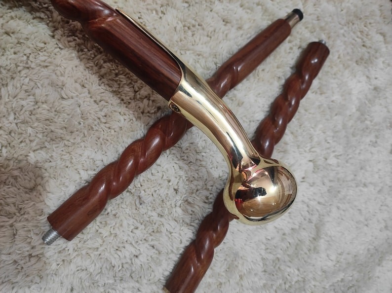 New Solid Brass Knob Head handle Walking Cane Vin… - image 4