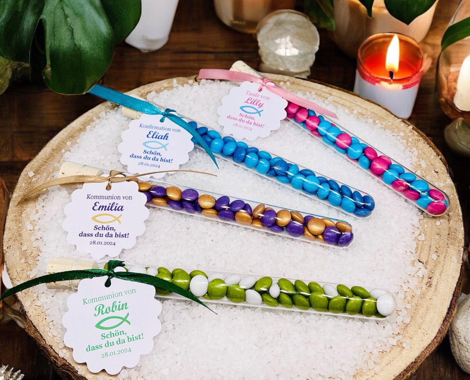 Edle personalisierte Gastgeschenke zur Kommunion, Konfirmation, Firmung, Taufe